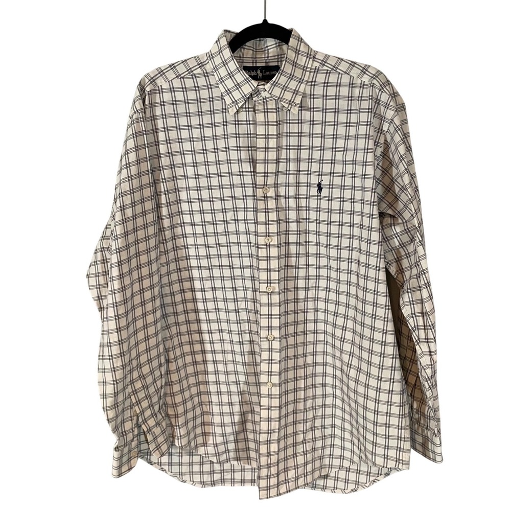Ralph Lauren Mens Blaire Plaid‎ Button Down Shirt Long Sleeve 100% Cotton Size M